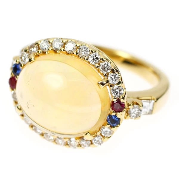 K18YG OPAL RUBY SAPPHIRE DIAMOND RING - 2