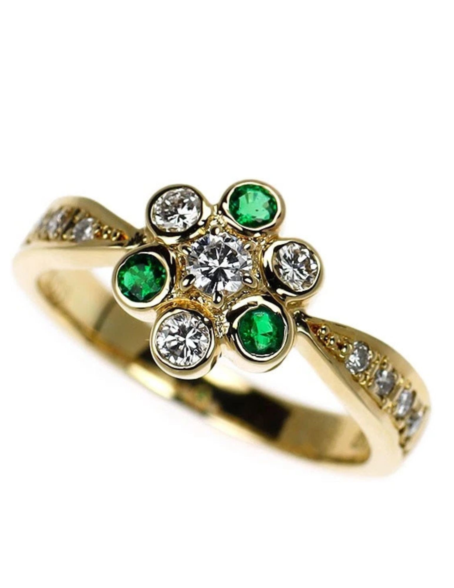K18YG EMERALD DIAMOND RING - 2