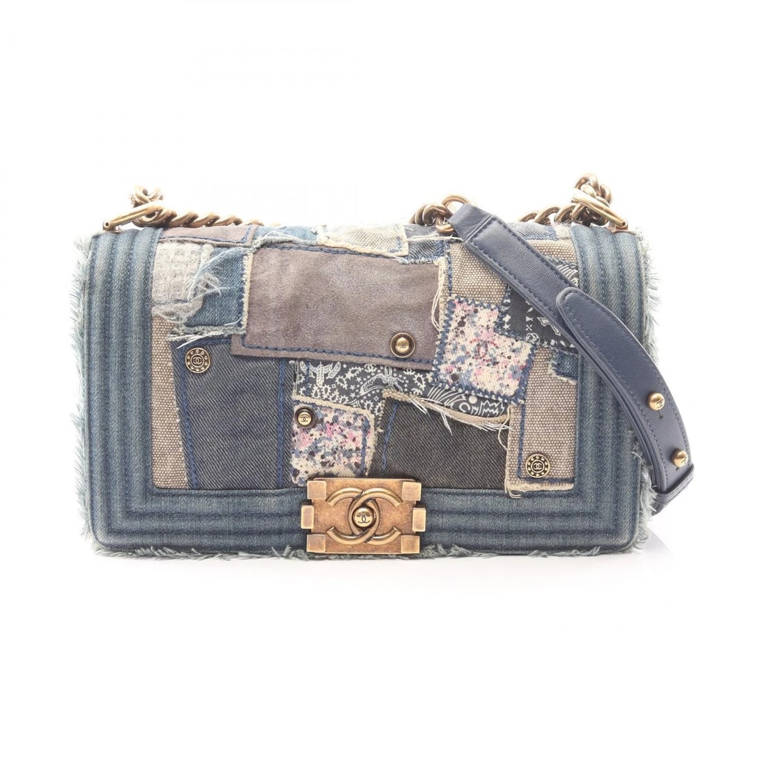 CHANEL BOY CHANEL PATCHWORK SHOULDER BAG DENIM BLUE (1 of 5)