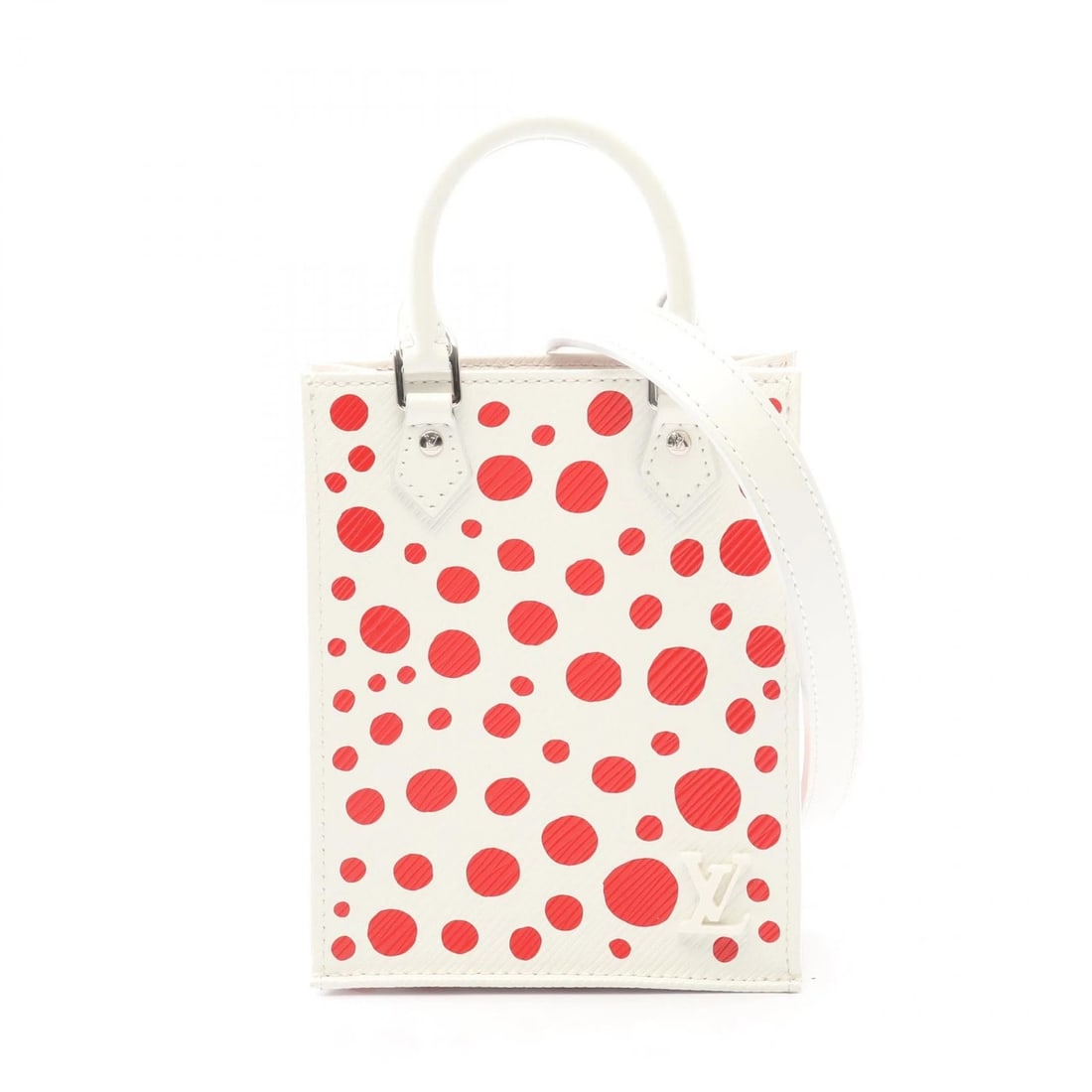 LOUIS VUITTON YAYOI KUSAMA PETITE SAC PLAT CROSSBODY HANDBAG: LOUIS VUITTON Yayoi Kusama Petite Sac Plat crossbody Handbag Brand: LOUIS VUITTON Type/Style: Handbag Material: Exterior Material Epi and leather Color: Exterior Color White?ish colors and Red?ish col