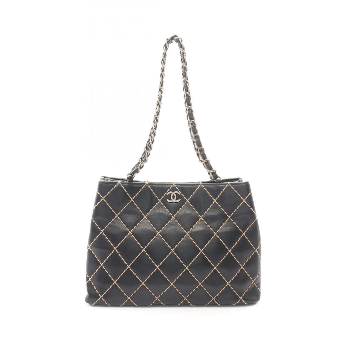 CHANEL WILD STITCH CHAIN SHOULDER HAND BAG LEATHER BLACK: CHANEL Wild stitch chain Shoulder hand Bag leather Black Brand: CHANEL Type/Style: Shoulder Bag Material: Exterior Material leather Color: Exterior Color Black?ish colors Size: (H:9.1" x W:13.0" x D:3