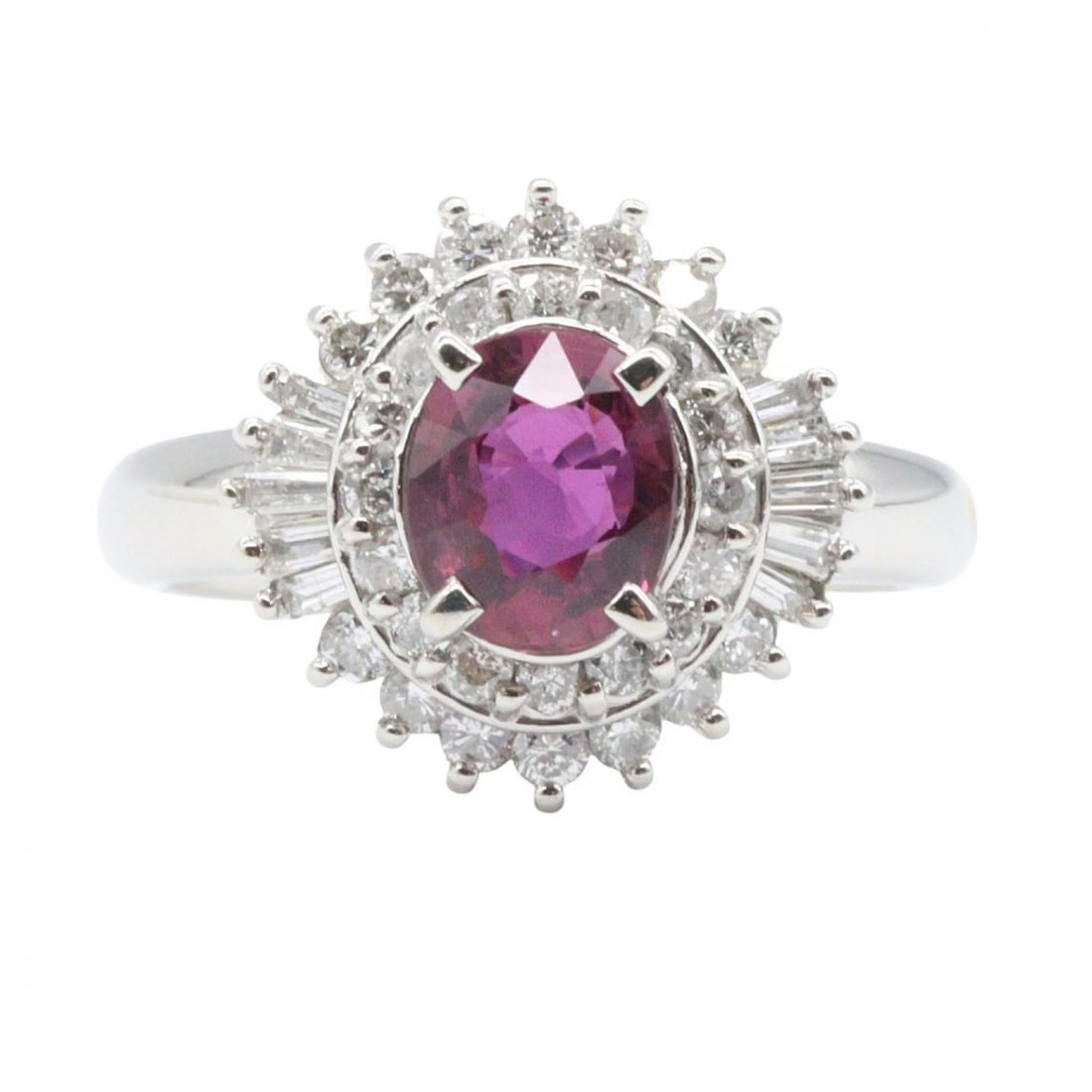JEWELRY RUBY DIAMOND RING PT900 PLATINUM - 2