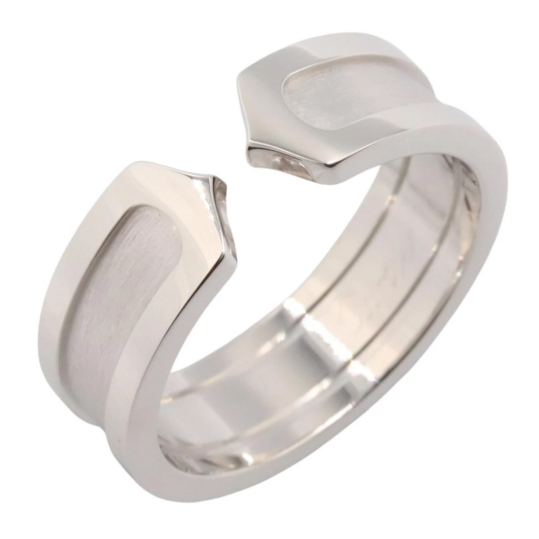 CARTIER C2 RING 18KWG WHITE GOLD: CARTIER C2 Ring 18KWG White Gold Brand: CARTIER Type/Style: Ring Material: K18WG?White Gold?, Color: Silver Size: US size 7.25 Accessories: None Accessories Notice: When purchasing pre-owned goods,