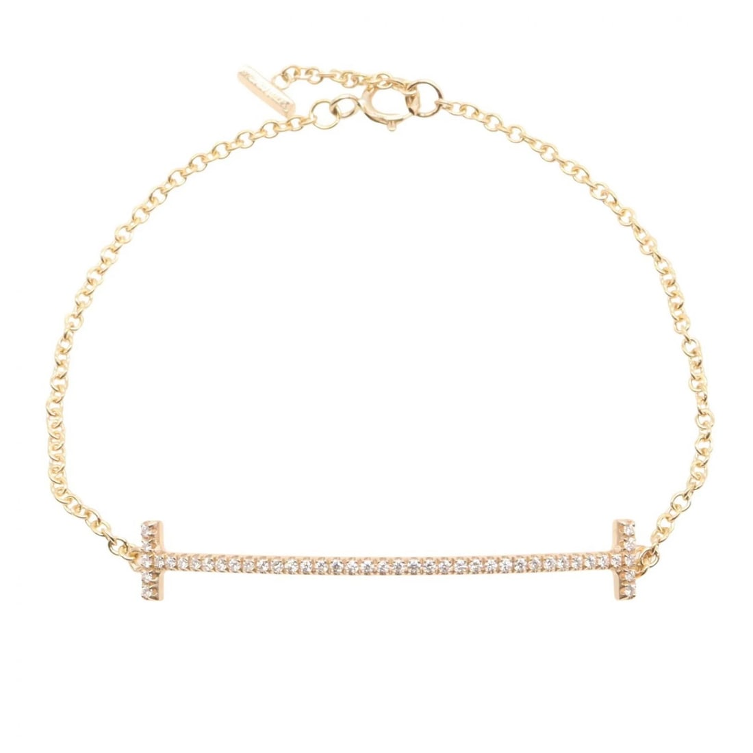 TIFFANY?CO T SMILE SMALL DIAMOND BRACELET: TIFFANY?CO T Smile Small Diamond Bracelet Brand: TIFFANY?CO Type/Style: Bracelet Material: K18PG?Rose Gold?, Color: Gold Size: Size Band Length?15cm(5.9") Notation Size?- Motif W?40mm x H?6mm(1.6" x 0