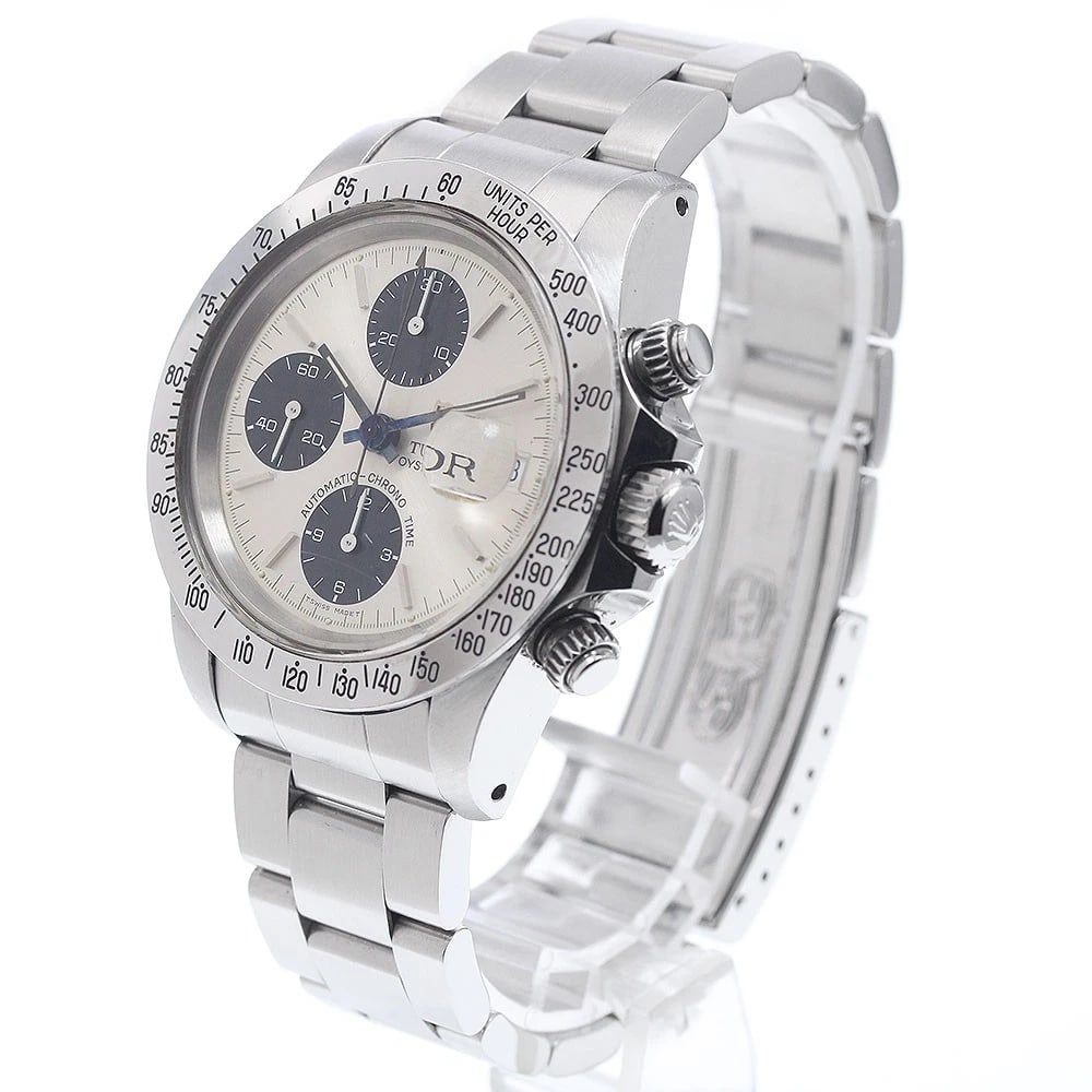 TUDOR OYSTER DATE CHRONOTIME AUTOMATIC WATCH: TUDOR Oyster Date Chronotime Automatic Watch Brand: TUDOR Type/Style: Wristwatch Material: Band Material Stainless Steel, Case Material Stainless Steel Color: Dial Color Silver / Black Size: Case