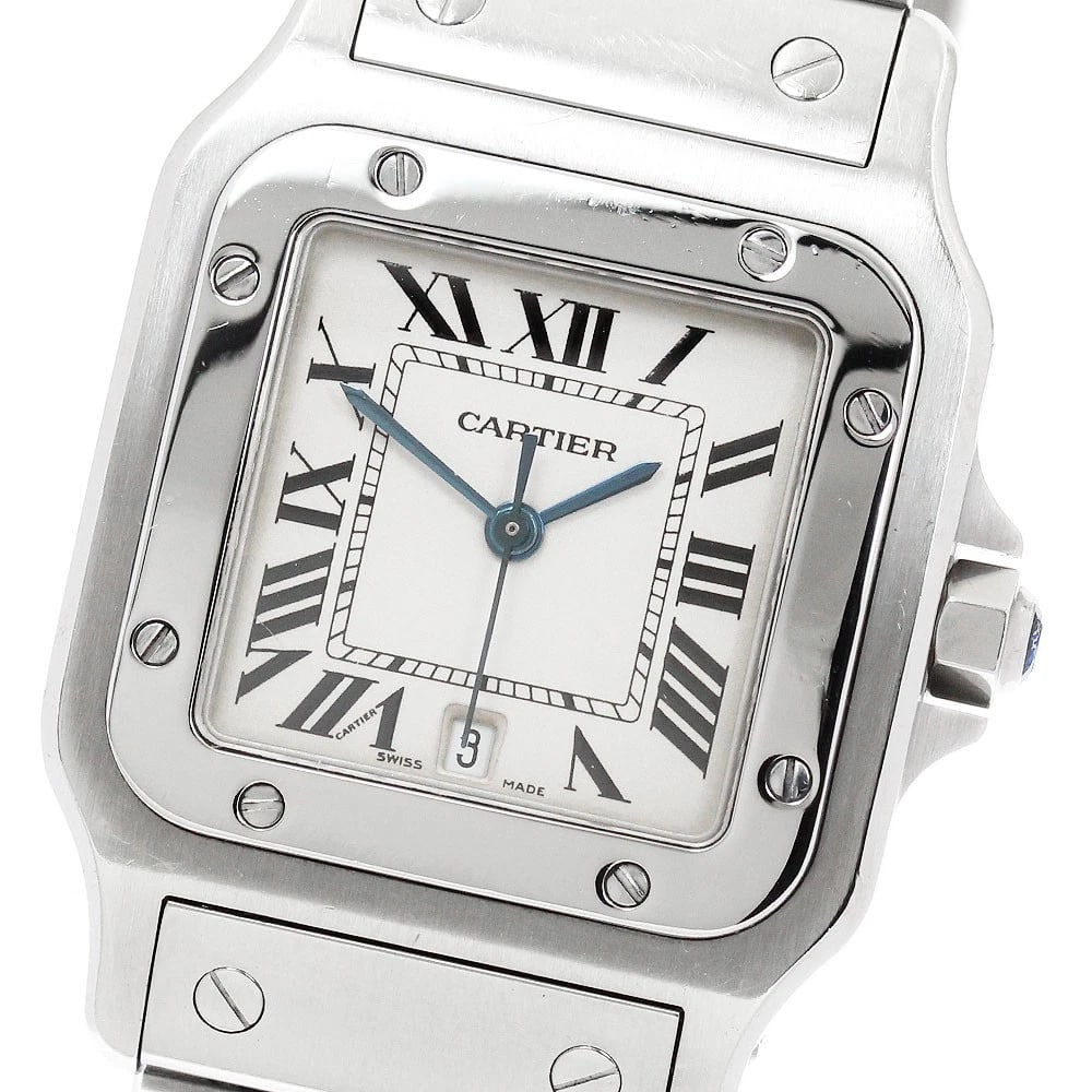 CARTIER SANTOS GALBEELM DATE BEIGE DIAL QUARTZ WATCH: CARTIER Santos GalbeeLM Date Beige Dial Quartz Watch Brand: CARTIER Type/Style: Wristwatch Material: Band Material Stainless Steel, Case Material Stainless Steel Color: Dial Color beige Size: Case