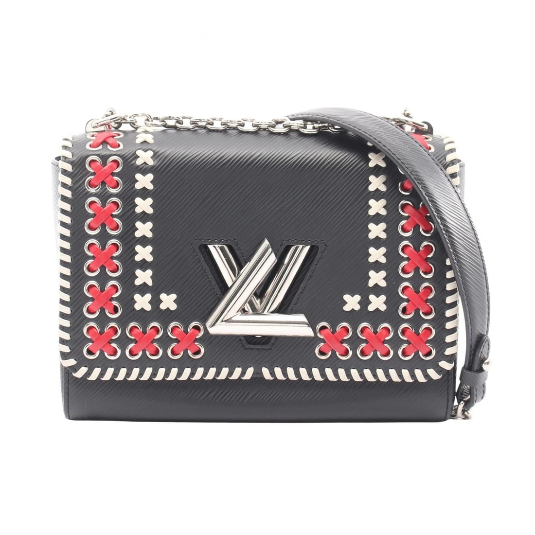 LOUIS VUITTON TWIST MM SHOULDER BAG: LOUIS VUITTON Twist MM Shoulder Bag Brand: LOUIS VUITTON Type/Style: Shoulder Bag Material: Exterior Material leather Color: Exterior Color Red / Black?ish colors ? Red?ish colors ? White?ish colors S