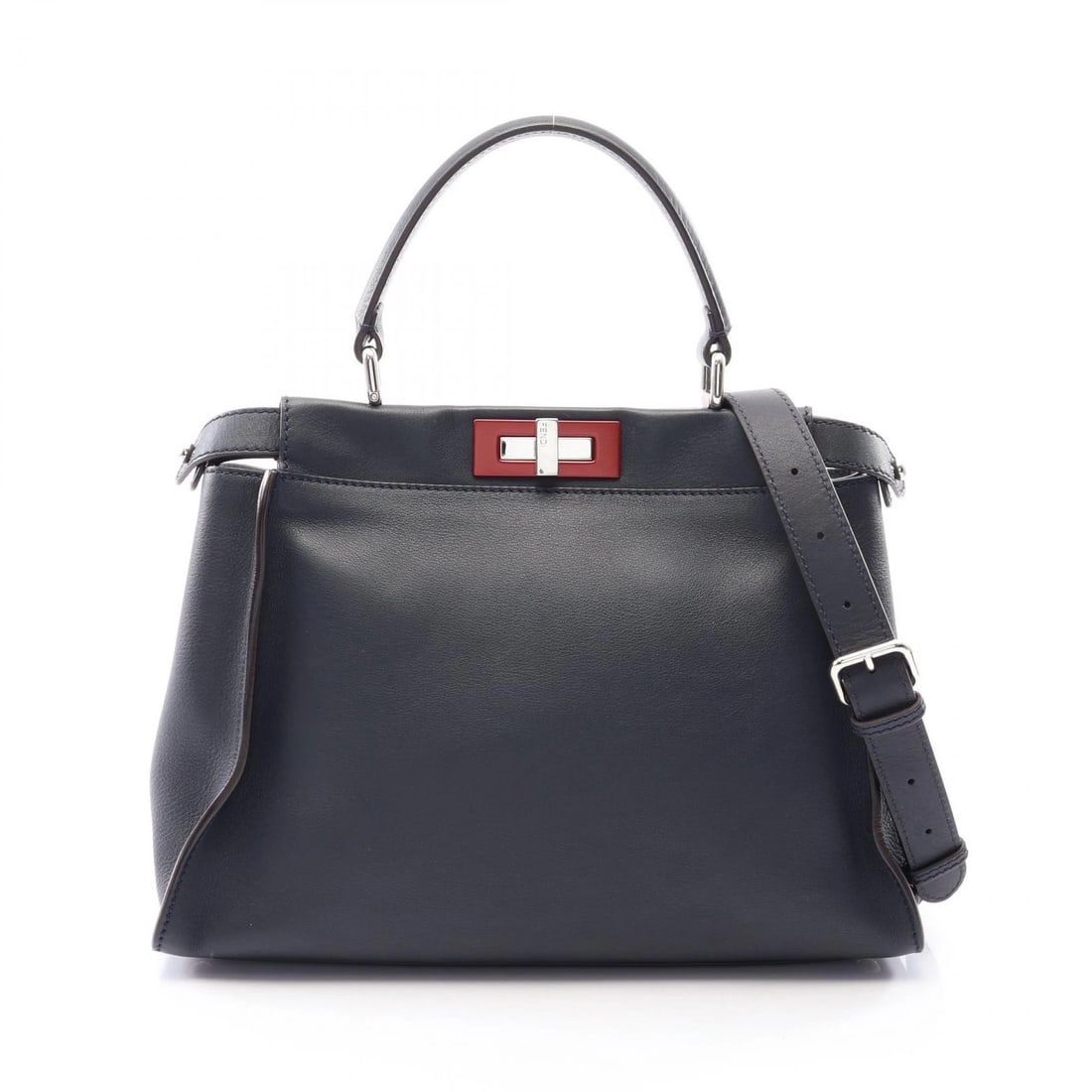 FENDI PEEKABOO REGULAR 2WAY SHOULDER HANDBAG: FENDI Peekaboo Regular 2WAY Shoulder Handbag Brand: FENDI Type/Style: Handbag Material: Exterior Material leather Color: Exterior Color Navy?ish colors Size: (H:9.4" x W:13.4" x D:5.1") Accessorie