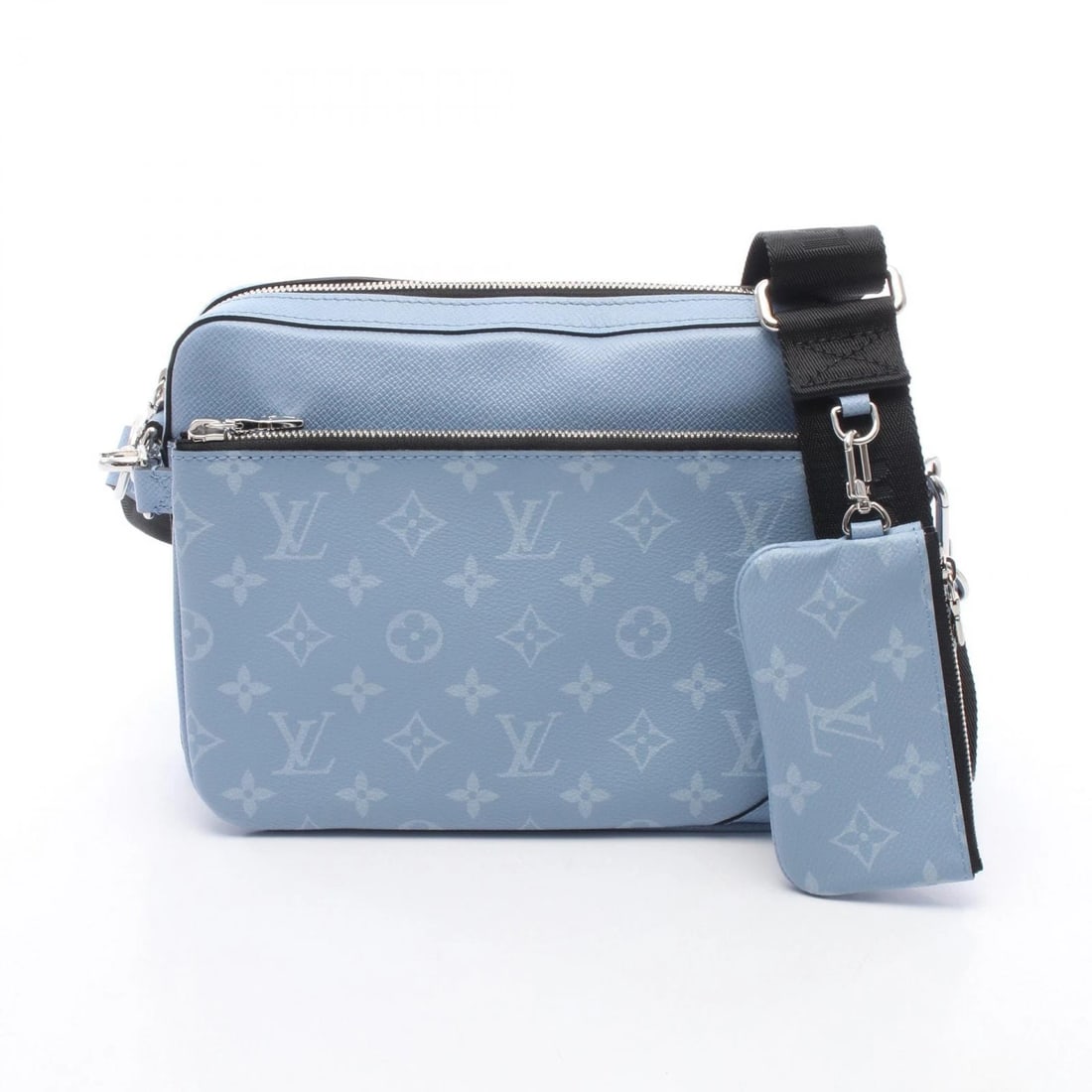 LOUIS VUITTON TRIO MESSENGER SHOULDER CROSSBODY BAG: LOUIS VUITTON Trio Messenger Shoulder Crossbody Bag Brand: LOUIS VUITTON Type/Style: Shoulder Bag Material: Exterior Material Taigarama ? PVC coated canvas ? leather Color: Exterior Color Blue?ish col