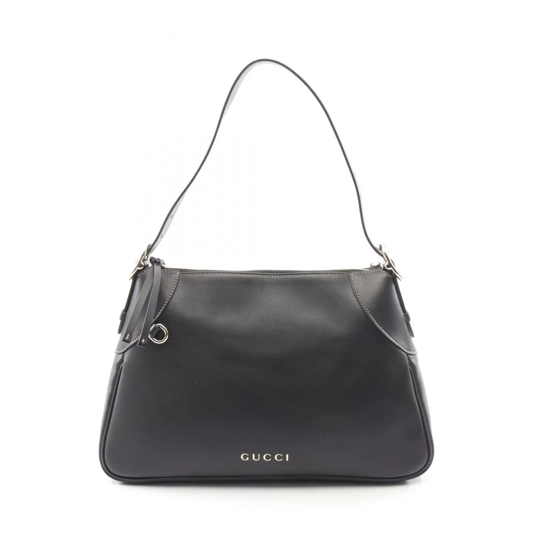 GUCCI GG EMBLEM MEDIUM SHOULDER HANDBAG: GUCCI GG Emblem Medium Shoulder Handbag Brand: GUCCI Type/Style: Shoulder Bag Material: Exterior Material leather Color: Exterior Color Black?ish colors Size: (H:9.4" x W:14.2" x D:2.4") Accessori