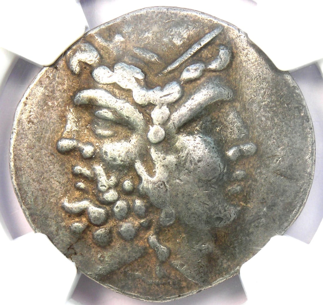 TROAS TENEDOS SILVER AR TETRADRACHM JANIFORM COIN: Troas Tenedos Silver AR Tetradrachm Janiform Coin Year : 160 BC Denomination : Tetradrachm Country of Origin : Greece Accessories: None Accessories Notice: When purchasing pre-owned goods, please refe