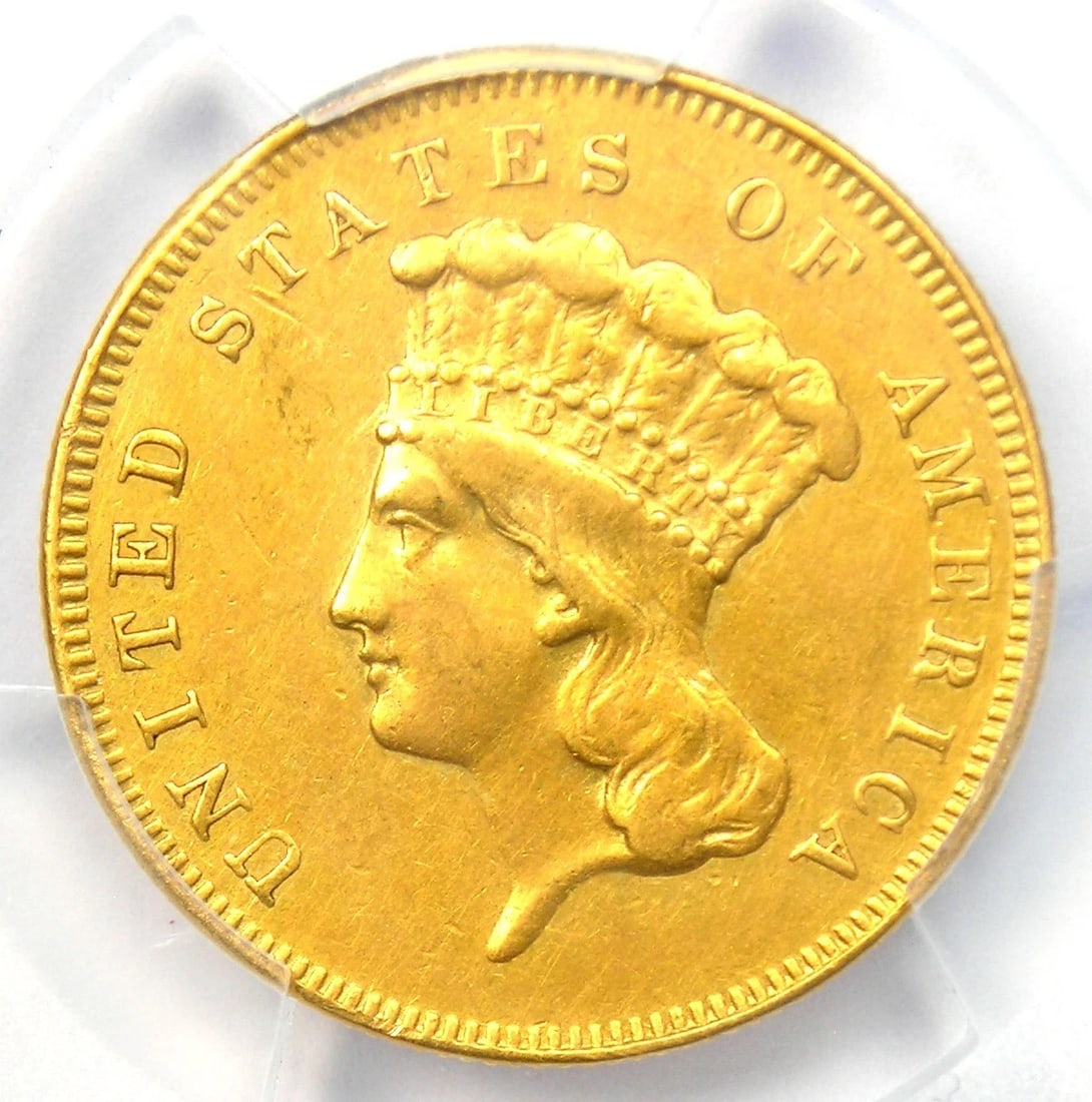 1857 THREE DOLLAR INDIAN GOLD COIN $3: 1857 Three Dollar Indian Gold Coin $3 Year : 1857 Denomination : $3 Country of Origin : United States Accessories: None Accessories Notice: When purchasing pre-owned goods, please refer to the photos 