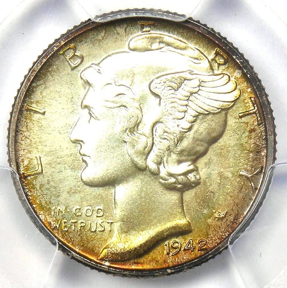 1942 PROOF MERCURY DIME 10C COIN: 1942 Proof Mercury Dime 10C Coin Year: 1942 Denomination: 10C Country of Origin: United States Accessories: None Accessories Notice: When purchasing pre-owned goods, please refer to the photos of the 
