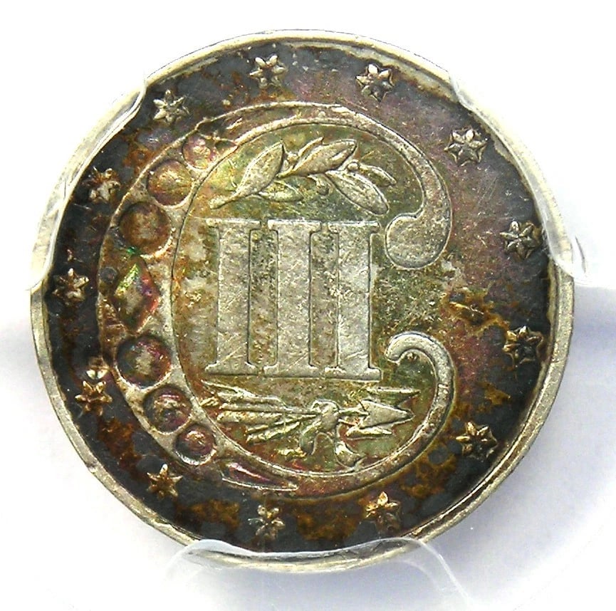 1866 THREE CENT SILVER COIN - 2
