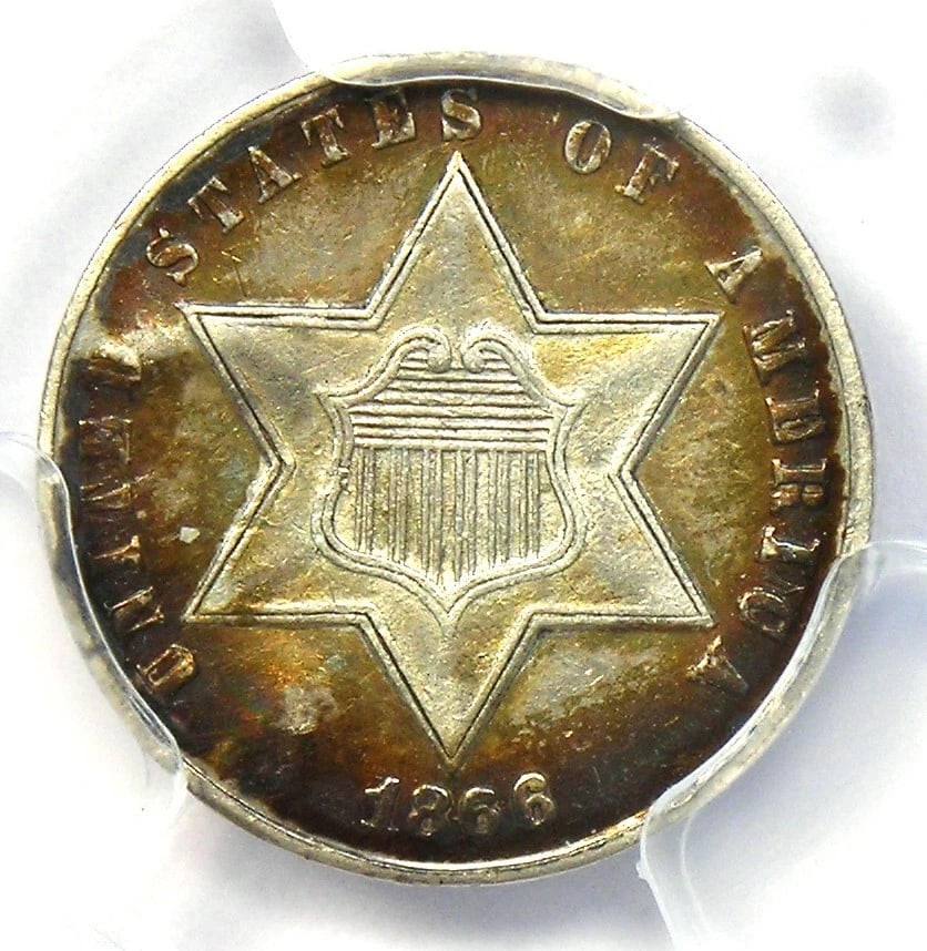 1866 THREE CENT SILVER COIN - 3
