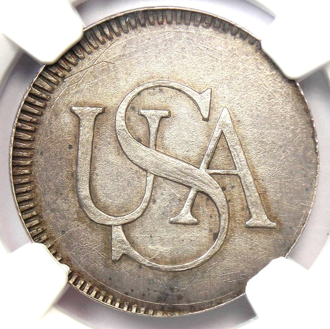 1862 BOLEN BAR CENT SILVER FACSIMILE.: 1862 Bolen Bar Cent Silver Facsimile. Year: 1862 Denomination: Country of Origin: United States Accessories: None Accessories Notice: When purchasing pre-owned goods, please refer to the photos of the