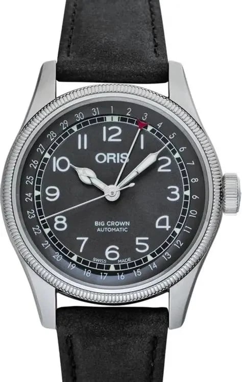 ORIS BIG CROWN POINTER DATE WATCH: ORIS Big Crown Pointer Date Watch Brand: Oris Type/Style: Wristwatch Material: Case Material Stainless steel Color: Dial Color: Black Size: Case Diameter: 40 mm Accessories: None Accessories Notice:
