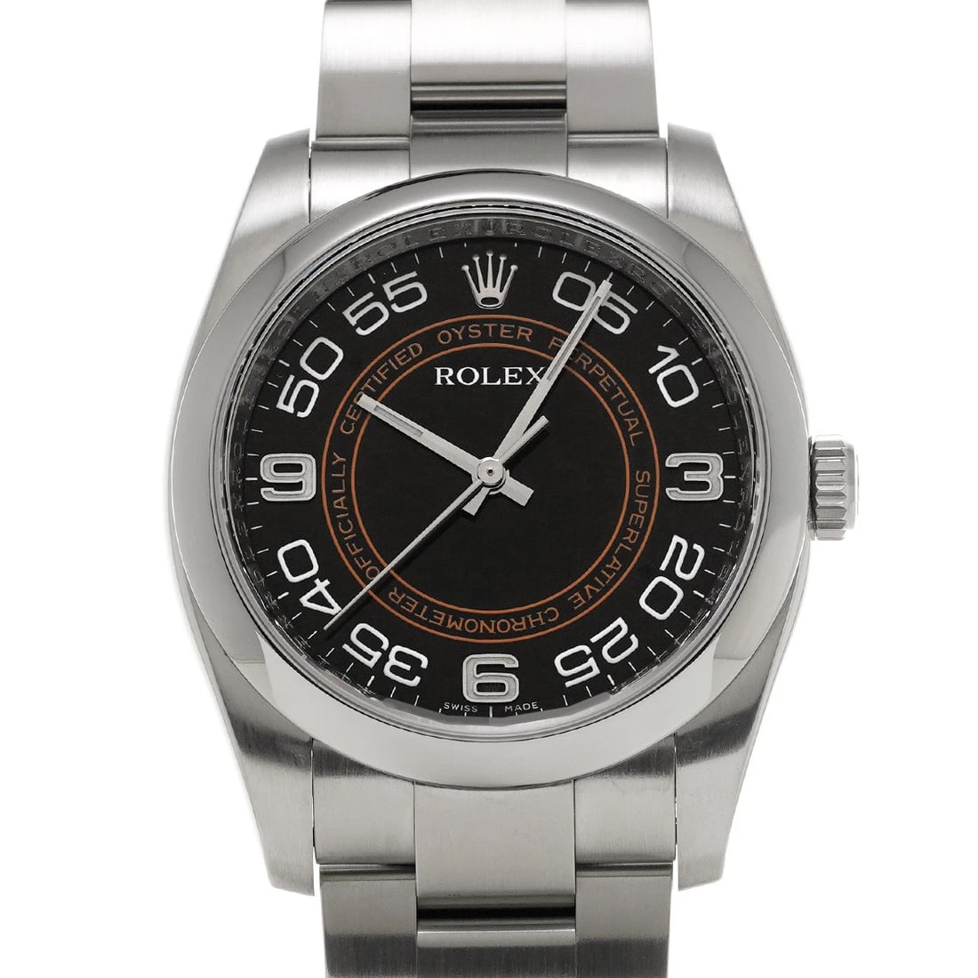 ROLEX OYSTER PERPETUAL 36 BLACK CONCENTRIC WATCH: ROLEX Oyster Perpetual 36 black concentric Watch Brand: ROLEX Type/Style: Wristwatch Material: Band Material Stainless steel, Case Material Stainless steel Color: Dial Color black concentric Size: ?Ca
