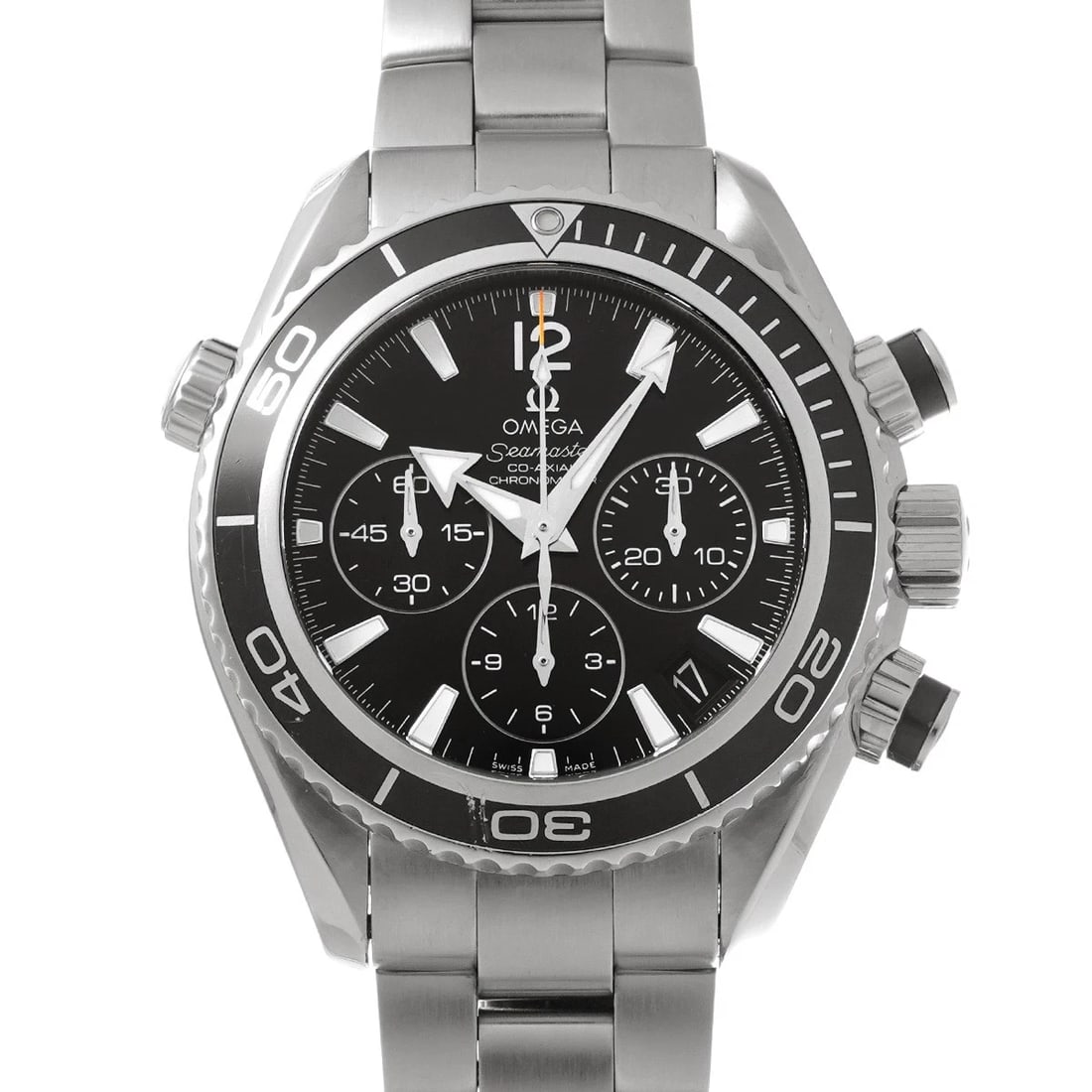 OMEGA SEAMASTER PLANET OCEAN CO-AXIAL CHRONOGRAPH WATCH: OMEGA Seamaster Planet Ocean Co-axial Chronograph Watch Brand: OMEGA Type/Style: Wristwatch Material: Band Material Stainless steel, Case Material Stainless steel Color: Dial Color black Size: ?Case? 