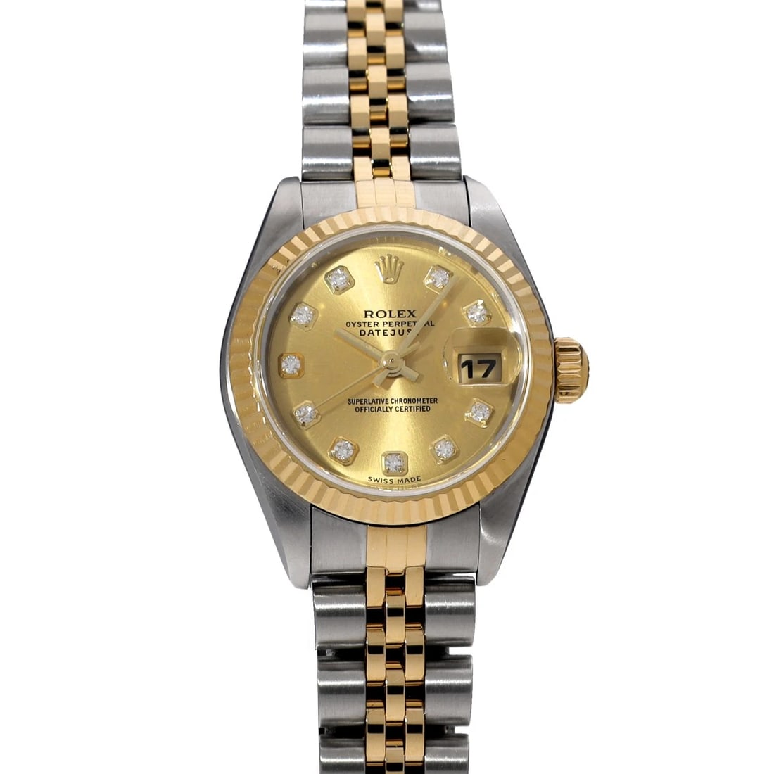 ROLEX DATEJUST CHAMPAGNE/DIAMOND WATCH: ROLEX Datejust Champagne/diamond Watch Brand: ROLEX Type/Style: Wristwatch Material: Band Material Stainless steel/Yellow Gold, Case Material Stainless steel Color: Dial Color Champagne Size: ?Case?