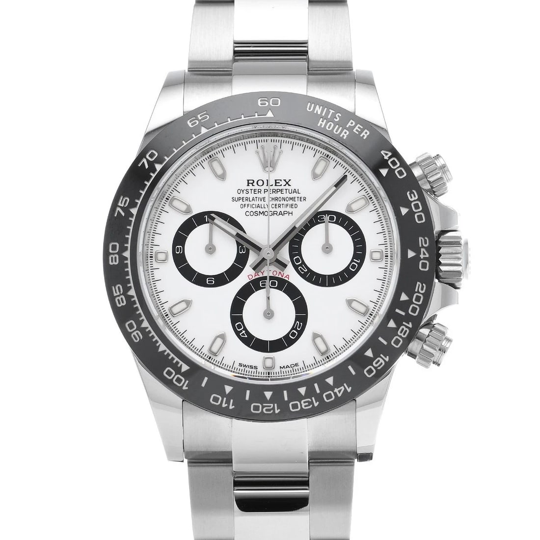 ROLEX COSMOGRAPH DAYTONA WHITE WATCH: ROLEX Cosmograph Daytona white Watch Brand: ROLEX Type/Style: Wristwatch Material: Band Material Stainless steel, Case Material Stainless steel Color: Dial Color white Size: ?Case? H/about 40mm W/abou