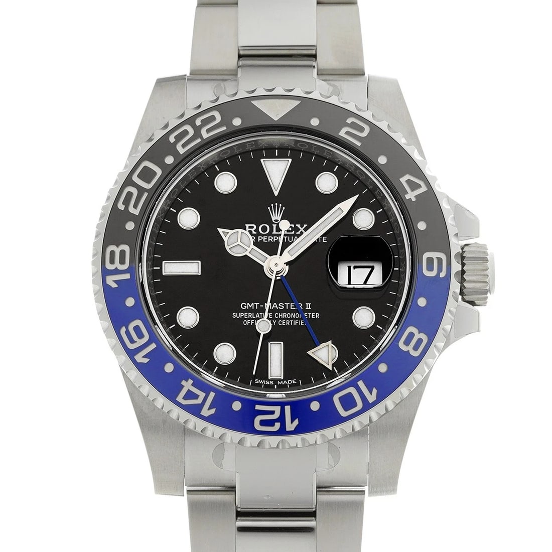 ROLEX GMT-MASTERII BLACK WATCH: ROLEX GMT-MasterII black Watch Brand: ROLEX Type/Style: Wristwatch Material: Band Material Stainless steel, Case Material Stainless steel Color: Dial Color black Size: ?Case? H/about 40mm W/about 40mm