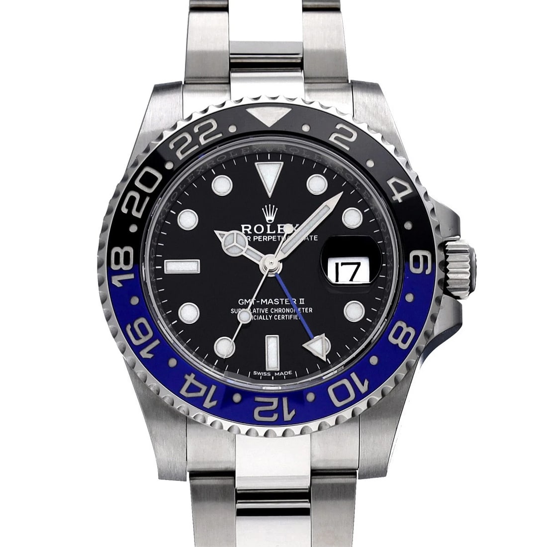 ROLEX GMT-MASTERII BLACK WATCH: ROLEX GMT-MasterII black Watch Brand: ROLEX Type/Style: Wristwatch Material: Band Material Stainless steel, Case Material Stainless steel Color: Dial Color black Size: ?Case? H/about 40mm W/about 40mm