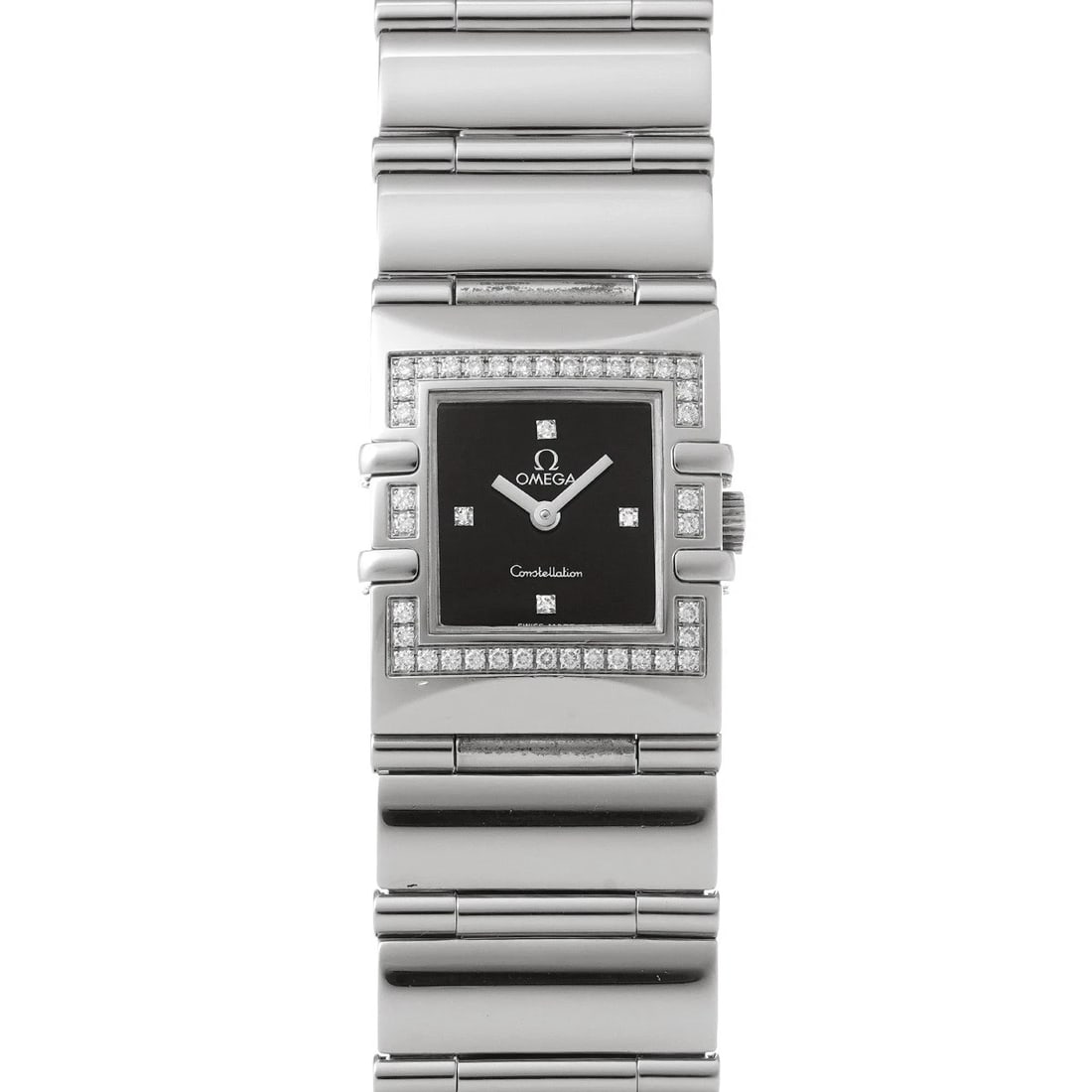 OMEGA CONSTELLATION CALLE QUADRA BLACK/DIAMOND WATCH: OMEGA Constellation Calle Quadra black/diamond Watch Brand: OMEGA Type/Style: Wristwatch Material: Band Material Stainless steel, Case Material Stainless steel Color: Dial Color black Size: ?Case? H/a