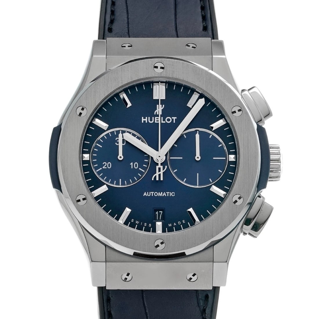 HUBLOT CLASSIC FUSION TITANIUM CHRONOGRAPH DEEP BLUE WATCH: HUBLOT Classic Fusion Titanium Chronograph Deep Blue Watch Brand: HUBLOT Type/Style: Wristwatch Material: Band Material rubber, Case Material titanium Color: Dial Color Blue Gradient Size: ?Case? H/ab
