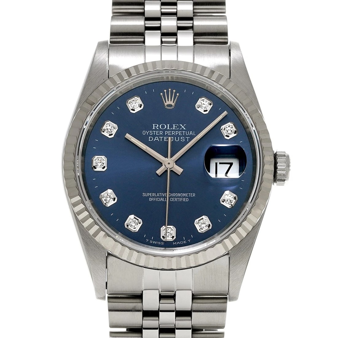 ROLEX DATEJUST BLUE/DIAMOND WATCH: ROLEX Datejust blue/diamond Watch Brand: ROLEX Type/Style: Wristwatch Material: Band Material Stainless steel, Case Material Stainless steel Color: Dial Color blue Size: ?Case? H/about 36mm W/about 36