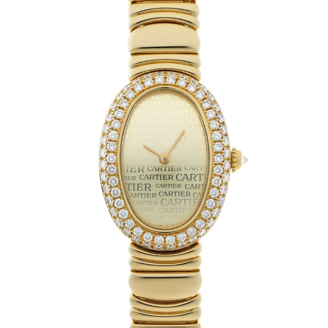 CARTIER BAIGNOIRE CHAMPAGNE WATCH: CARTIER Baignoire Champagne Watch Brand: CARTIER Type/Style: Wristwatch Material: Band Material Yellow Gold, Case Material Yellow Gold Color: Dial Color Champagne Size: ?Case? H/about 31mm W/about 23m