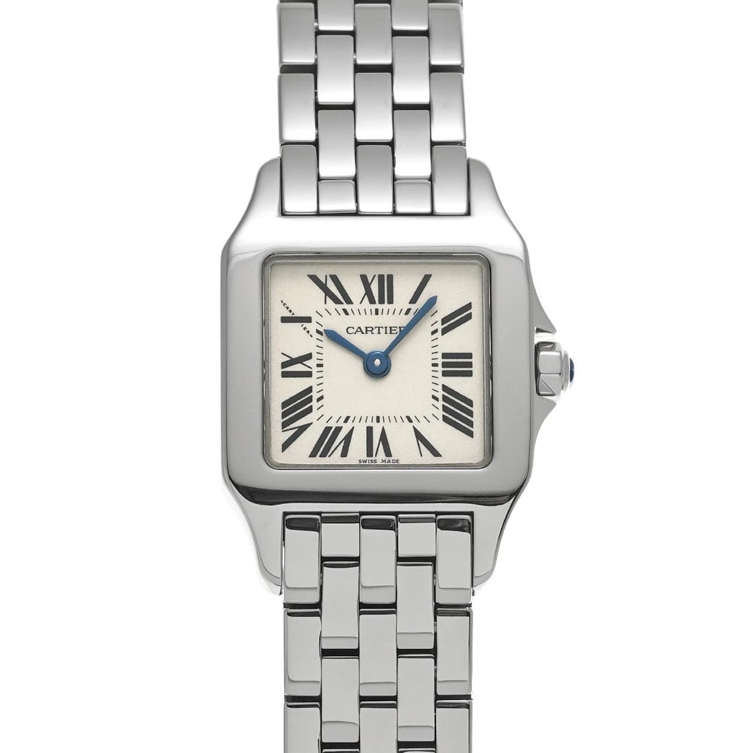 CARTIER SANTOS DEMOISELLE SM WHITE WATCH: CARTIER Santos Demoiselle SM white Watch Brand: CARTIER Type/Style: Wristwatch Material: Band Material Stainless steel, Case Material Stainless steel Color: Dial Color white Size: ?Case? H/about 28mm 