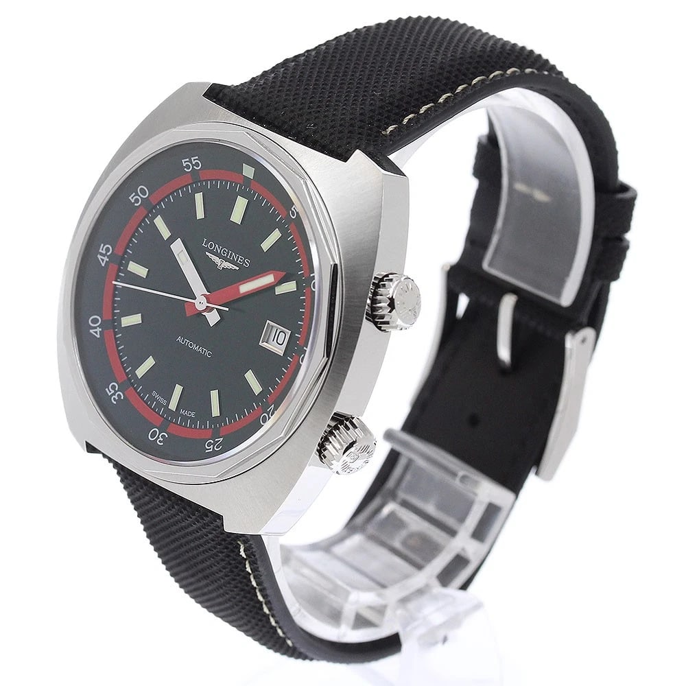 LONGINES HERITAGE DATE BLACK AUTOMATIC WATCH - 2