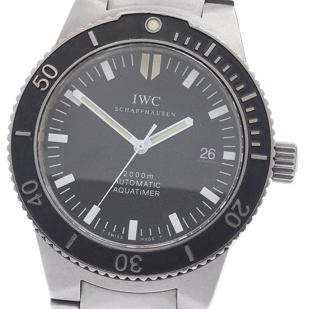 IWC SCHAFFHAUSEN AQUA TIMER DATE AUTOMATIC WATCH: IWC SCHAFFHAUSEN aqua timer Date Automatic Watch Brand: IWC SCHAFFHAUSEN Type/Style: Wristwatch Material: Band Material titanium, Case Material titanium Color: Dial Color black Band Color Silver Case