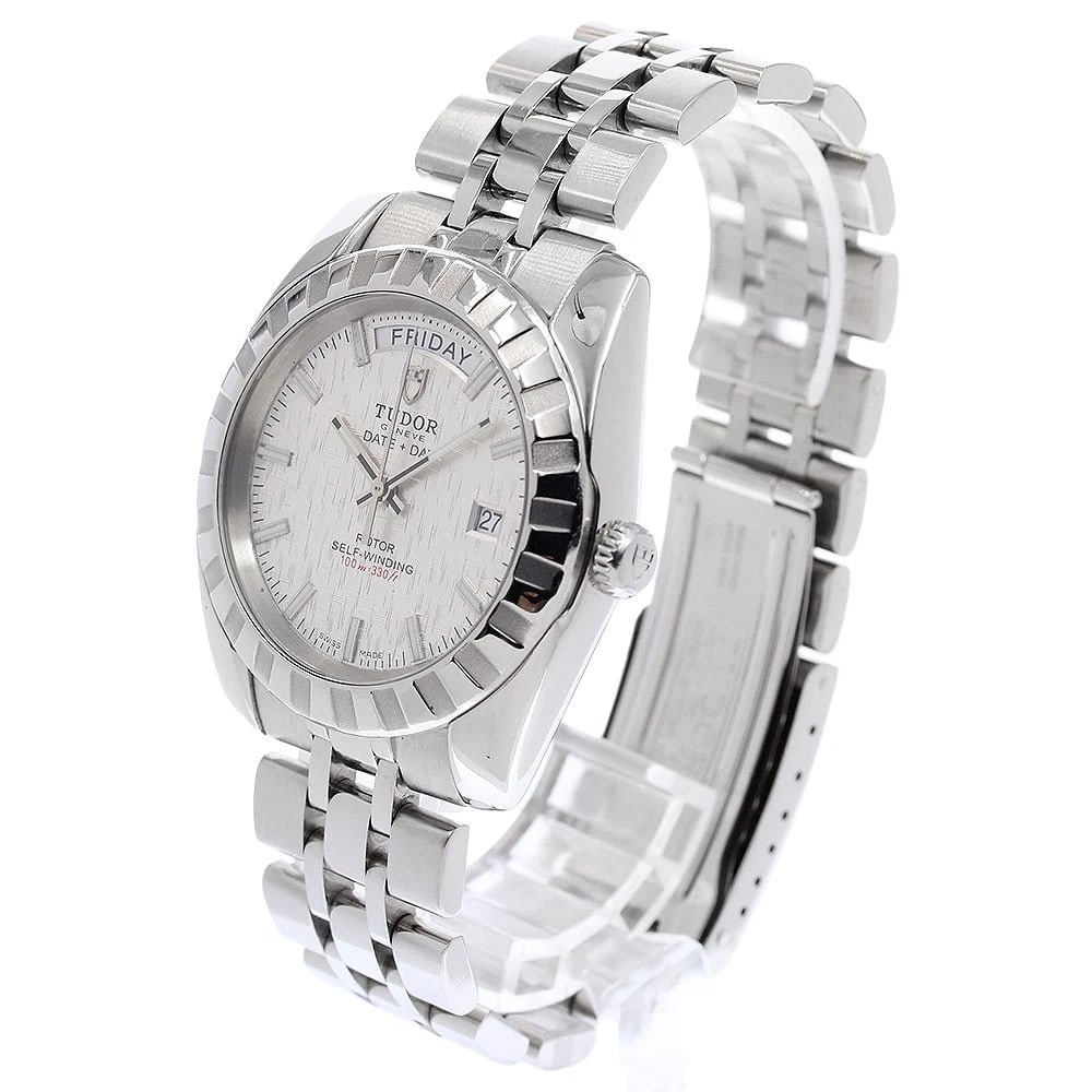 TUDOR CLASSIC DATE SILVER AUTOMATIC WATCH - 2