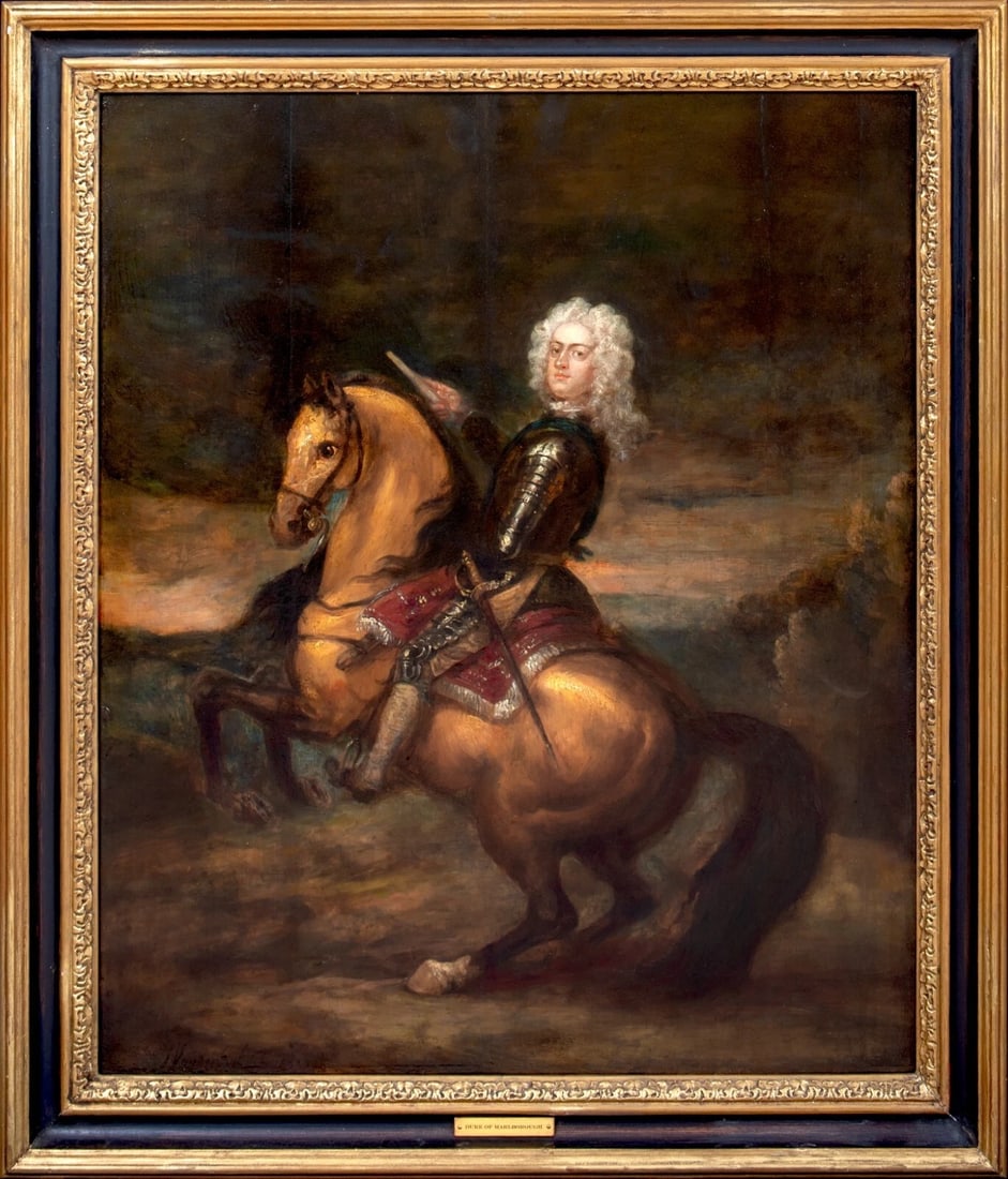 PORTRAIT OF GENERAL JOHN CHURCHILL OIL PAINTING: Year: 18th century Size: 29.5" x 25.5" Medium: Oil Description: John Vanderbank painted a large oil on panel portrait of the Duke of Marlborough during the Battle of Ramillies in the early eighteenth 