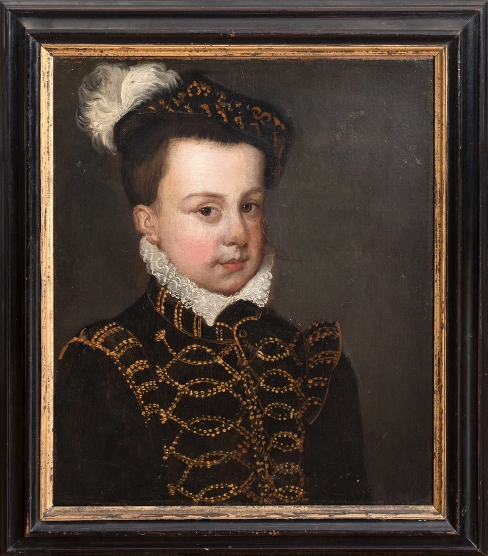 PORTRAIT OF HERCULES-FRANCOIS OIL PAINTING: Year: 16th century Size: 17" x 15" Medium: Oil Description: Hercules-Francois, Duke of Alecon and Anjou, is depicted in this 16th-century French court portrait. Outstanding condition and quality An ad