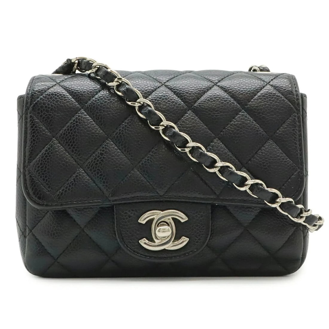 CHANEL MATELASSE COCO MARK MINI FLAP BAG CHAIN SHOULDER: CHANEL Matelasse Coco Mark Mini Flap Bag Chain Shoulder Brand: Chanel Type/Style: Pochette, Shoulder bag Material: Grained Calfskin Color: Black Size: (HxWxD) 13.5cm x 16.5cm x 7cm / 5.31'' x 6.49''