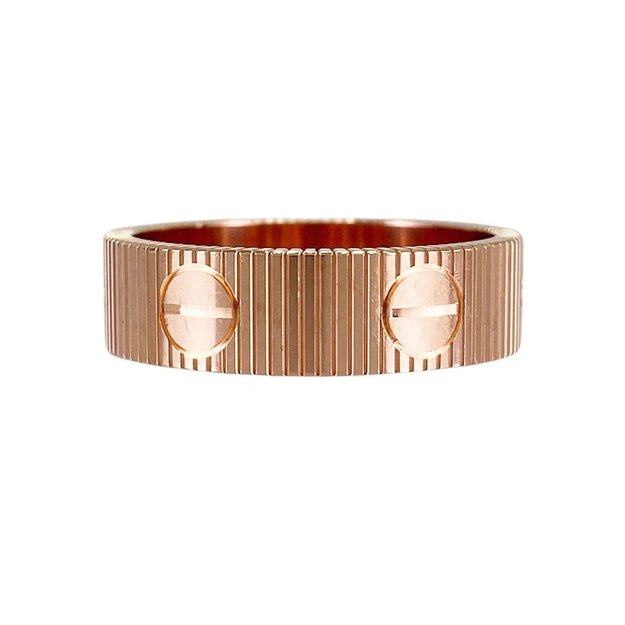 CARTIER LOVE UNLIMITED ROSE GOLD RING: Cartier Love Unlimited Rose gold Ring Brand: Cartier Type/Style: Ring Material: 18K Pink Gold, Color: Rose Gold Size: US:11-11.5 Accessories: None Accessories Notice: When purchasing pre-o