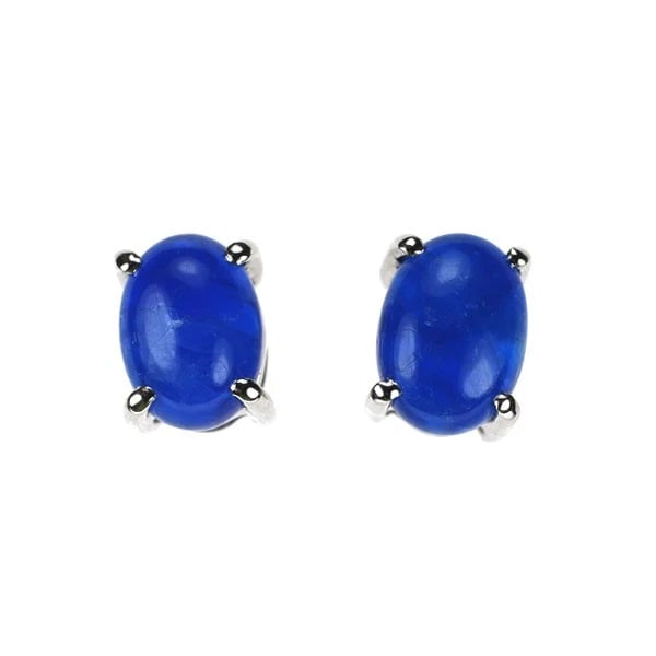 PT900 CABOCHON CUT HAUYNITE EARRINGS (1 of 2)