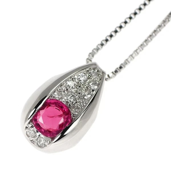 PT900/PT850 RUBY DIAMOND PENDANT NECKLACE: Pt900/Pt850 Ruby Diamond Pendant Necklace Brand: None Type/Style: pendant necklace Material: Pt900, Main Stone Ruby Color: None Size: Accessories: None Accessories Notice: When purchasing