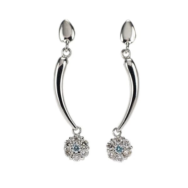 K18WG ICE BLUE DIAMOND EARRINGS: K18WG Ice Blue Diamond Earrings Brand: None Type/Style: piercing Material: K18WG, Main Stone Natural Color: WG Size: Length/Width/Diameter 28.0 Accessories: None Accessories Notice: When purchasing