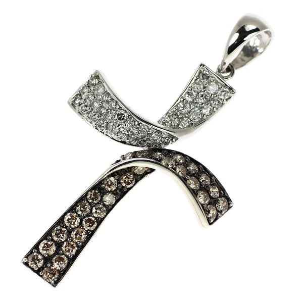 K18WG BROWN/COLORLESS DIAMOND PENDANT TOP: K18WG brown/colorless diamond pendant top Brand: None Type/Style: pendant top Material: K18WG, Main Stone Natural Color: WG Size: Length/Width/Diameter 48.0 Accessories: None Accessories Notice: When