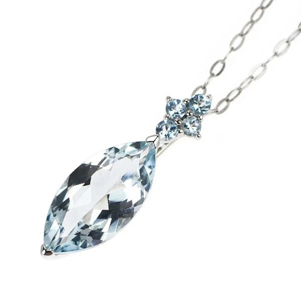 PT950 AQUAMARINE PENDANT NECKLACE: Pt950 Aquamarine Pendant Necklace Brand: None Type/Style: pendant necklace Material: Pt950, Main Stone Aquamarine Color: None Size: Accessories: None Accessories Notice: When purchasing pre-owned