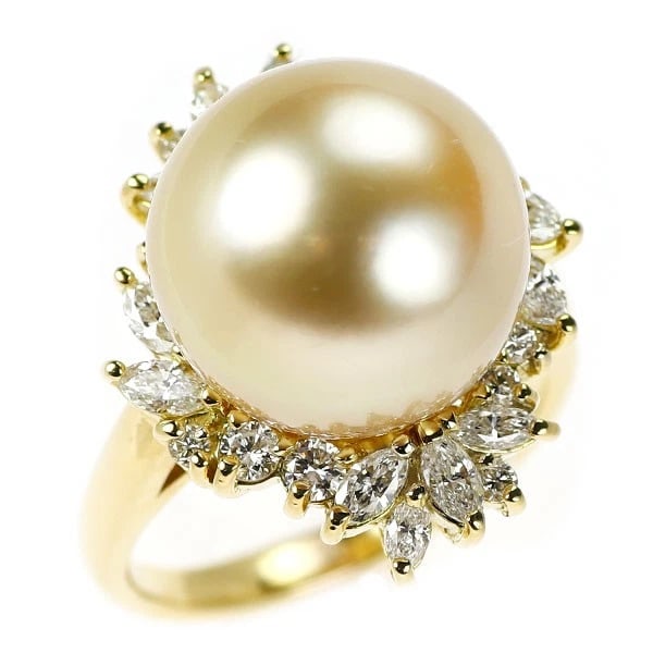 K18YG GOLDEN PEARL DIAMOND RING: K18YG Golden Pearl Diamond Ring Brand: None Type/Style: Ring Material: K18YG, Main Stone Golden Pearl Color: YG Size: 5.5 - 5.75 US Accessories: None Accessories Notice: When purchasing pre-owned