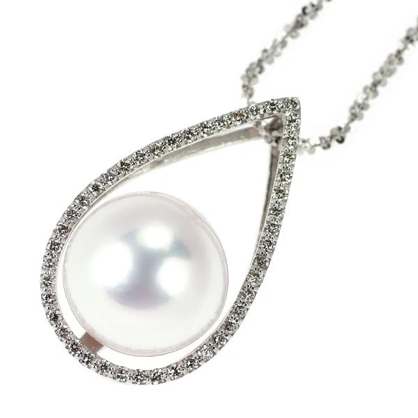 K18WG WHITE PEARL DIAMOND PENDANT NECKLACE: K18WG White Pearl Diamond Pendant Necklace Brand: None Type/Style: pendant necklace Material: K18WG, Main Stone Pearl/Natural Color: WG Size: 6.75 - 7 US Accessories: None Accessories Notice: When