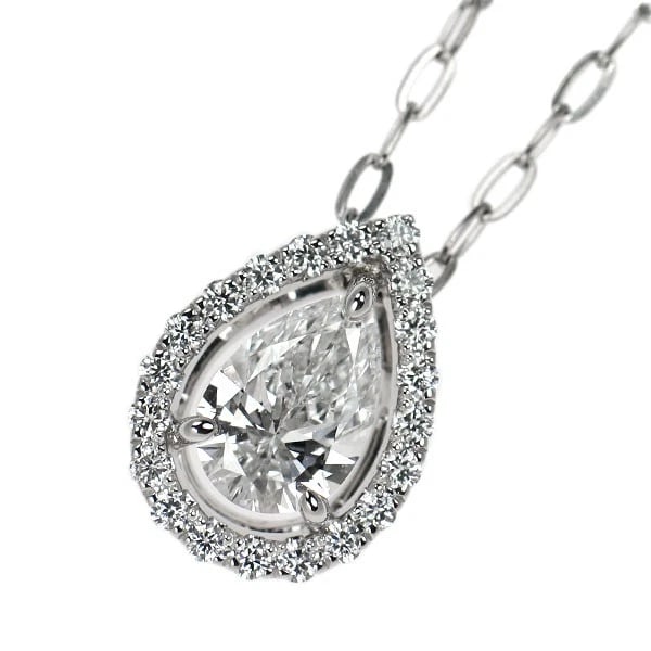 SUBVERSE PT900/ PT850 PEAR SHAPED DIAMOND PENDANT NECKLACE: Subverse Pt900/ Pt850 Pear Shaped Diamond Pendant Necklace Brand: None Type/Style: pendant necklace Material: Pt900/ Pt850, Main Stone Natural Color: Pt Size: Accessories: None Accessories Notice: