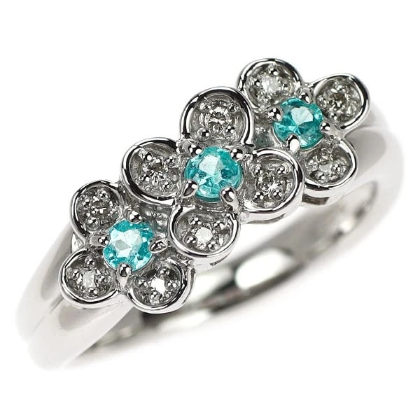 PT900 PARAIBA TOURMALINE DIAMOND RING: Pt900 Paraiba Tourmaline Diamond Ring Brand: None Type/Style: Ring Material: Pt900, Main Stone Paraiba Tourmaline\Natural Color: None Size: 5.5 - 5.75 US Accessories: None Accessories Notice: When