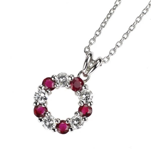 SEIKO PT850 RUBY DIAMOND PENDANT NECKLACE: Seiko Pt850 Ruby Diamond Pendant Necklace Brand: None Type/Style: pendant necklace Material: Pt850, Main Stone Natural/Ruby Color: Pt Size: Chain Length 40.5 Accessories: None Accessories Notice: