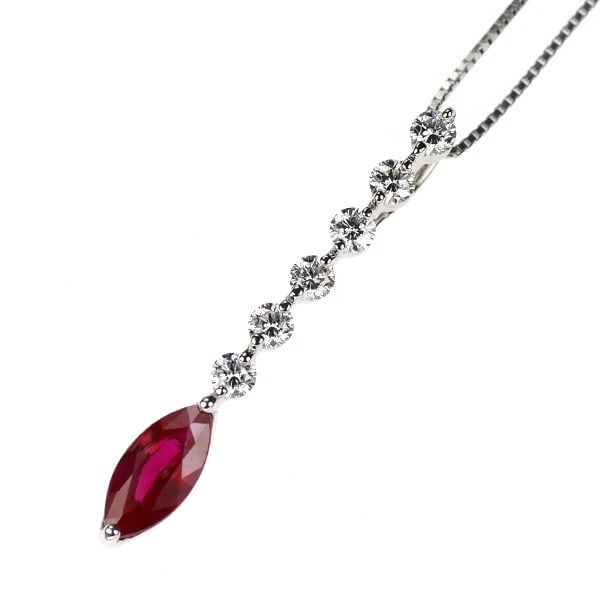 PT900/ PT850 BURMESE RUBY DIAMOND PENDANT NECKLACE (1 of 2)